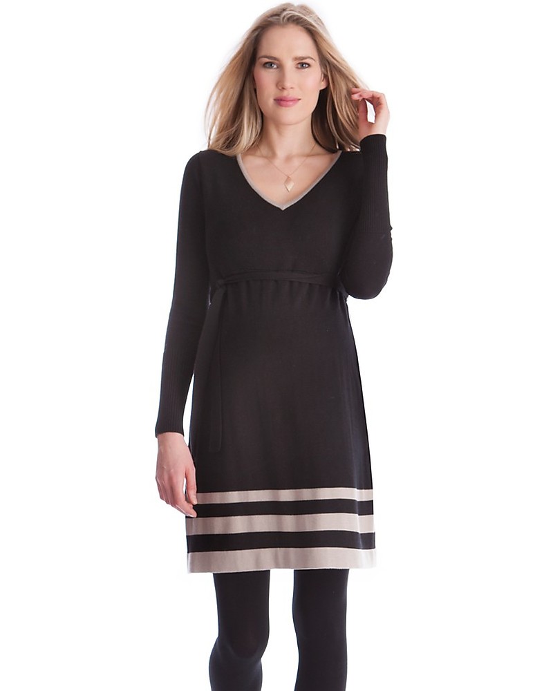 Seraphine Dixie - Abito Premaman in Maglia - Nero \u0026 Sabbia donna